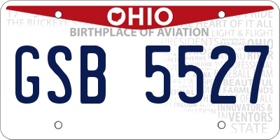 OH license plate GSB5527