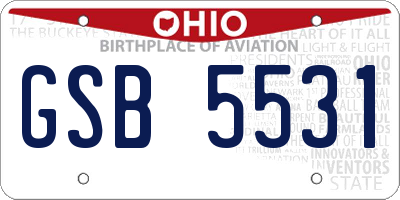 OH license plate GSB5531