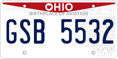 OH license plate GSB5532