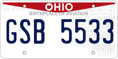 OH license plate GSB5533