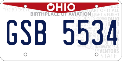 OH license plate GSB5534