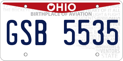 OH license plate GSB5535