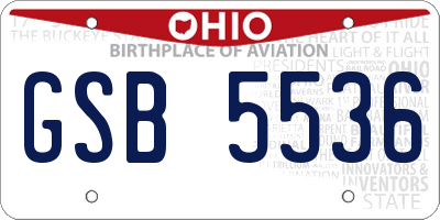 OH license plate GSB5536