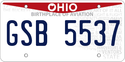 OH license plate GSB5537