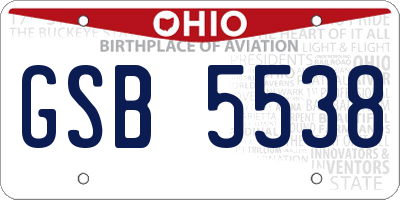 OH license plate GSB5538