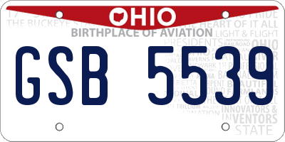 OH license plate GSB5539