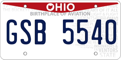 OH license plate GSB5540