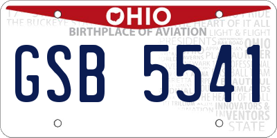 OH license plate GSB5541