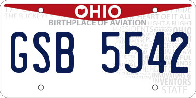 OH license plate GSB5542