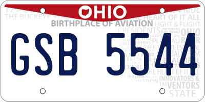 OH license plate GSB5544