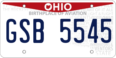 OH license plate GSB5545