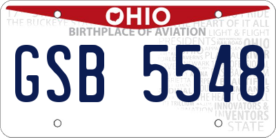 OH license plate GSB5548