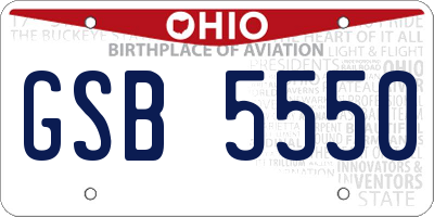 OH license plate GSB5550