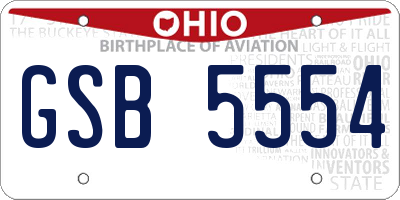 OH license plate GSB5554