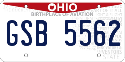 OH license plate GSB5562