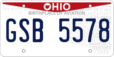 OH license plate GSB5578