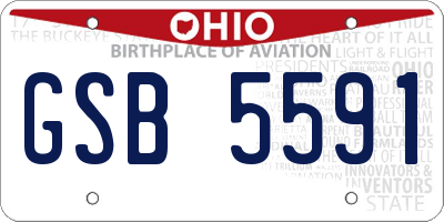 OH license plate GSB5591