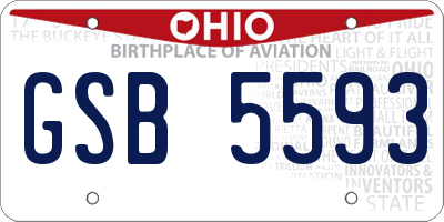 OH license plate GSB5593
