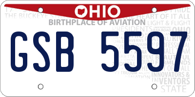OH license plate GSB5597