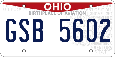 OH license plate GSB5602