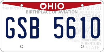 OH license plate GSB5610