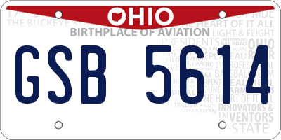 OH license plate GSB5614