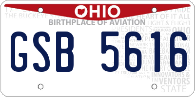 OH license plate GSB5616