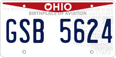 OH license plate GSB5624