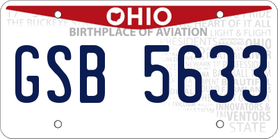 OH license plate GSB5633