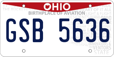 OH license plate GSB5636