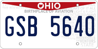 OH license plate GSB5640