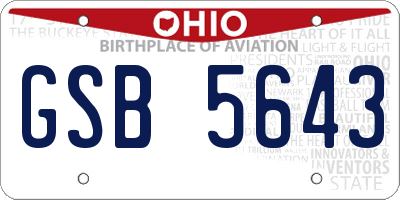 OH license plate GSB5643