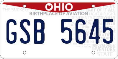 OH license plate GSB5645