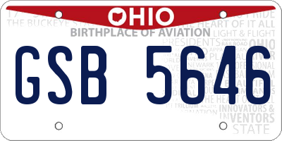 OH license plate GSB5646