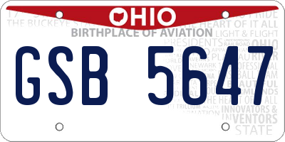 OH license plate GSB5647