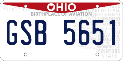 OH license plate GSB5651