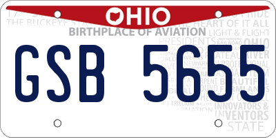 OH license plate GSB5655