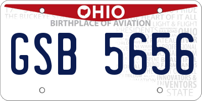 OH license plate GSB5656
