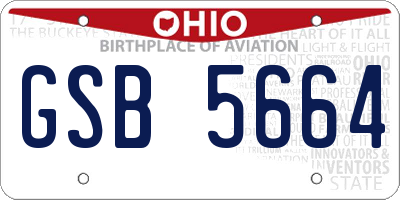 OH license plate GSB5664