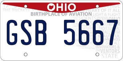 OH license plate GSB5667