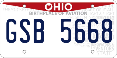 OH license plate GSB5668