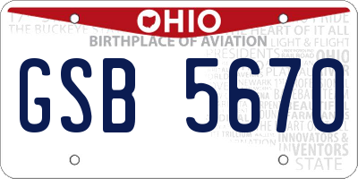 OH license plate GSB5670