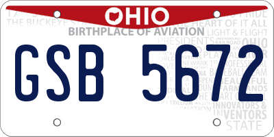 OH license plate GSB5672