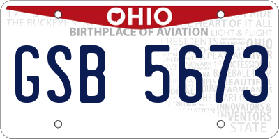 OH license plate GSB5673