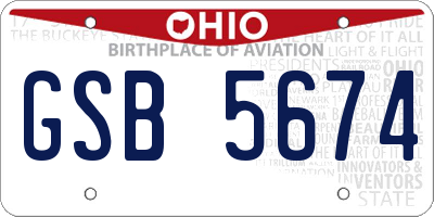 OH license plate GSB5674
