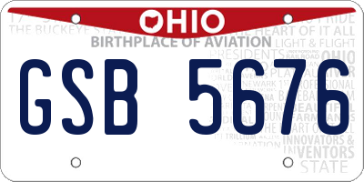 OH license plate GSB5676