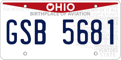 OH license plate GSB5681