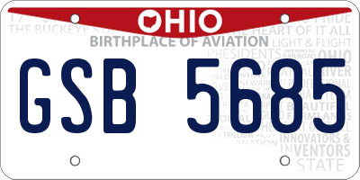 OH license plate GSB5685