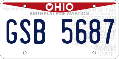 OH license plate GSB5687