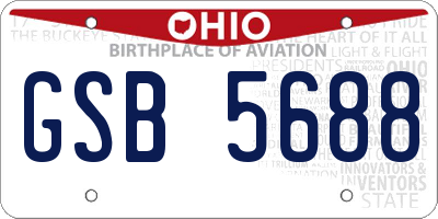 OH license plate GSB5688